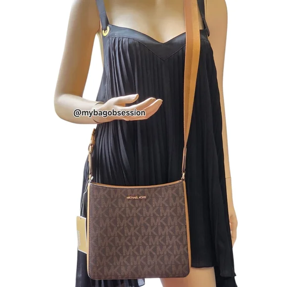 Michael Kors Jet Set Medium Logo Brown Crossbody - Picture 8 of 9